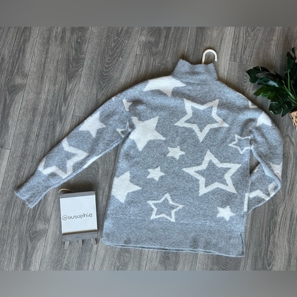 Lou & grey starstruck mock neck turtleneck star sweater in pebble grey heather M - Picture 10 of 13